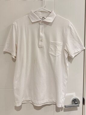 Uniqlo Men's White Polo Shirt with Chest Pocket